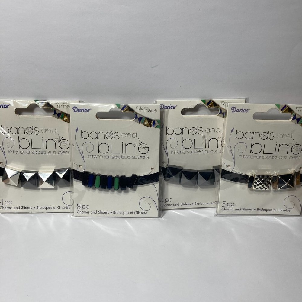 Jewelry Charm Sliders Black Blue 4 Packs Mix and Mingle Darice Bands and Bling